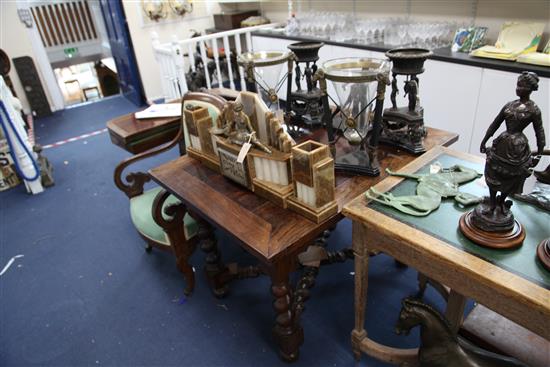 A 19th century Dutch rosewood centre table, W.3ft 8in. D.2ft 9in. H.2ft 6in.